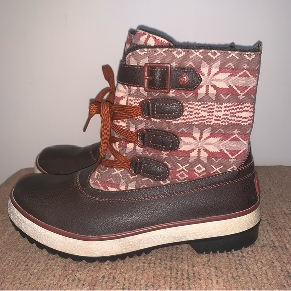 UGG Brown Decatur Nordic Snowflake Winter Boots 9 - Picture 9 of 13